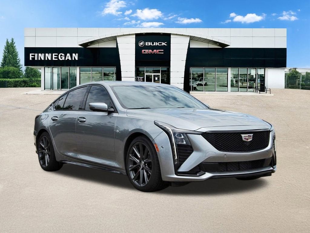 2025 Cadillac CT5 Sport in Argent Silver Metallic — front three-quarter view