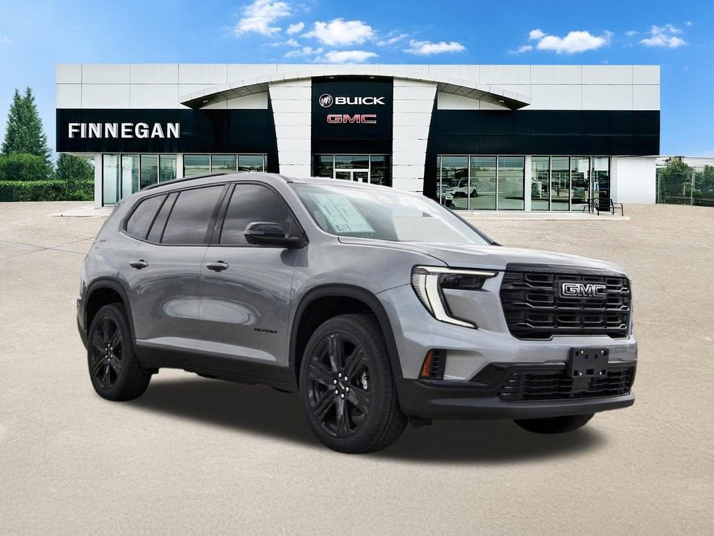 2026 GMC Acadia Elevation in Sterling Metallic — front three-quarter view