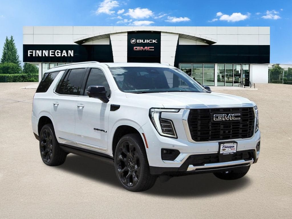 2026 GMC Yukon Denali in Glacier White Tricoat — front three-quarter view