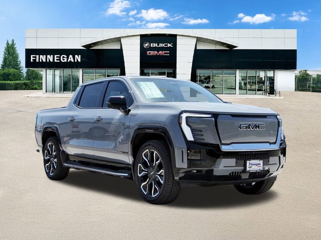 2025 GMC Sierra EV Extended Range Denali in Thunderstorm Gray — front three-quarter view