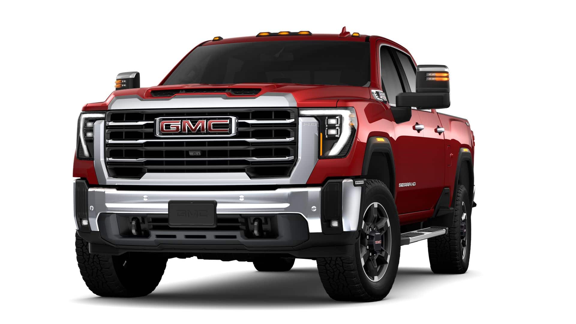 2026 GMC Sierra 2500 HD SLT in Volcanic Red Tintcoat — front three-quarter view