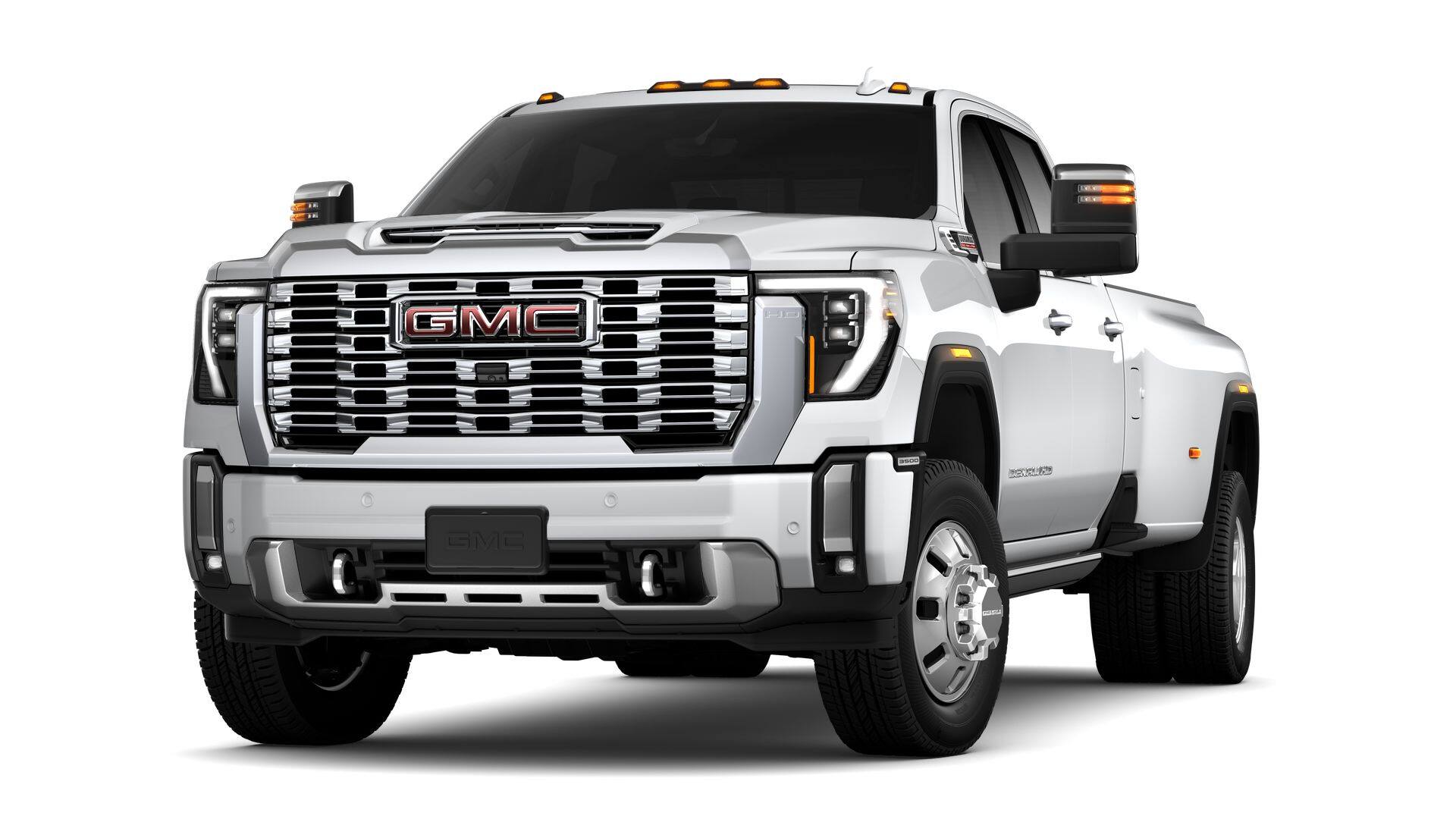 2026 GMC Sierra 3500 HD Denali DRW in Summit White — front three-quarter view