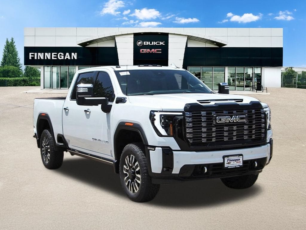 2026 GMC Sierra 2500 HD Denali Ultimate in Glacier White Tricoat — front three-quarter view
